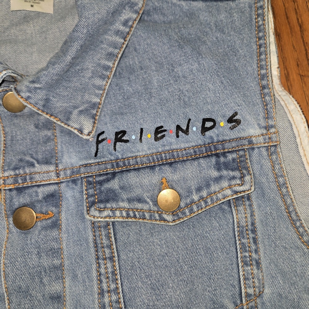 Vintage Y2k Friends You're My Lobster Denim Vest Show Size Med Aniston Battle - Picture 3 of 6